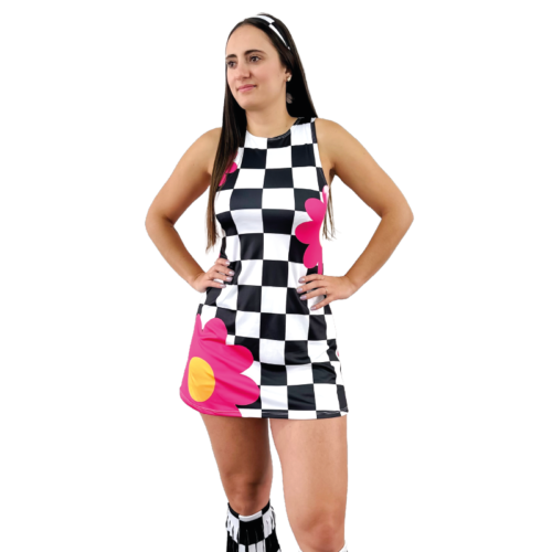 Disfraz Vestido Retro Cuadros - Mujer